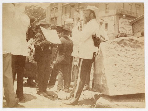 Small band playing in street from Sydney, 1890 - photographed by Arthur K. Syer, 1888