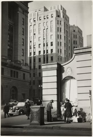 Castlereagh Street. `Sydney growing up' old buildings giving way in Castlereagh St for the new, n.d., by Harold Cazneaux, 1935