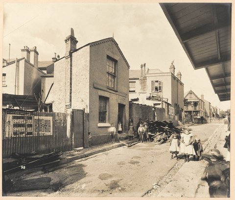 Nos. 24, etc., Hunt-street from Views taken during Cleansing Operations, Quarantine Area, Sydney, 1900, Vol. II - under the supervision of Mr George McCredie, F.I.A., N.S.W. photographed by John