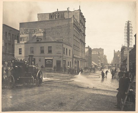 Cleansing the streets from Views taken during Cleansing Operations, Quarantine Area, Sydney, 1900, Vol. I - under the supervision of Mr George McCredie, F.I.A., N.S.W. photographed by John Degotardi