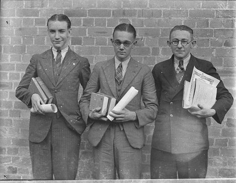 High school prize-winners, Canterbury Boys' High School. 9 May 1935, by Sam Hood
