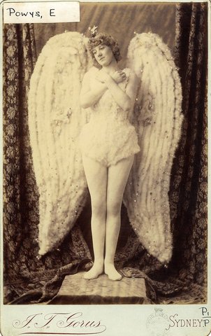Miss Gertrude Powys as The Angel in the pantomime Sleeping Beauty at the Theatre Royal, 1886 - photographer J. T. Gorus, Sydney