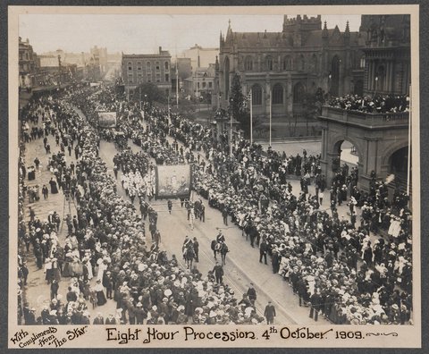 Eight Hour Procession. 4th October, 1909, With compliments from "The Star"