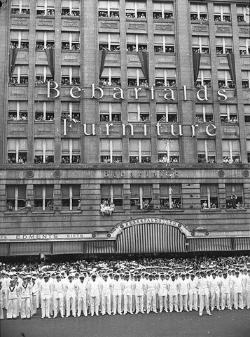 Bebarfald's Building, George St, Sydney (naval display outside), 11 February 1941