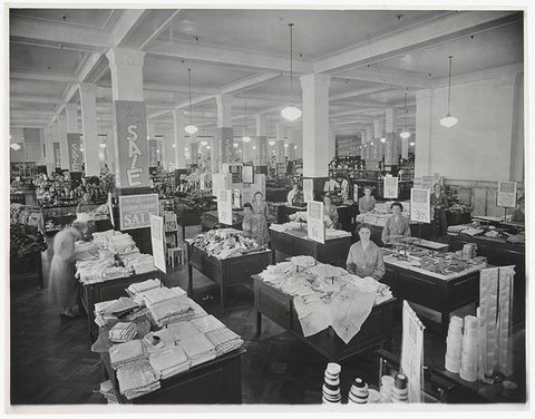 Sales floor, Anthony Hordern and Sons, Brickfield Hill, Sydney, c. 1933-1938, 1933–38