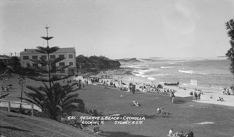 Reserve and beach, Cronulla, Sydney, ca. 1928 - Samuel Wood, c. 1928