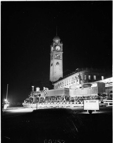 Centenary of No. 1 engine and 3rd class carriage, Central Station, Sydney, 1955 - Ern McQuillan