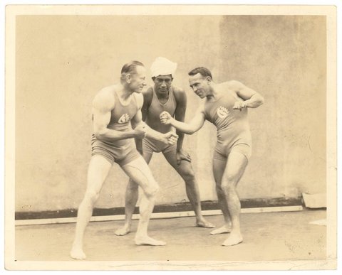 Snowy Baker, Duke Kahanamoku and Frank Beaurepaire, Sydney, (between 1914-1924) - photographer unknown, 1914–24