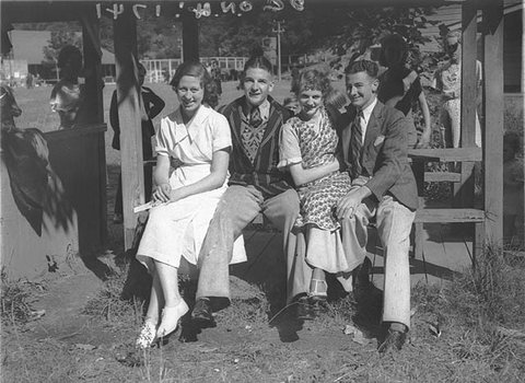 Two couples, Australian Paper Mills Picnic, Clifton Gardens, Sydney 1935 - by Ernie Bowen
