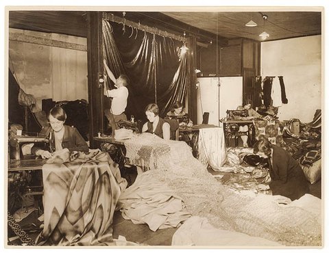 Sewing for a production, c. 1930s - by Sam Hood