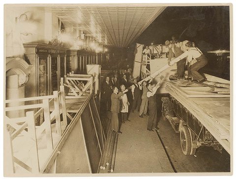 Unloading set, Capitol Theatre, c. 1930s - by Sam Hood