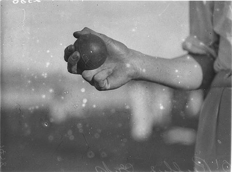 Australia bowler, Bill O'Reilly, demonstrates his famous grip, ca. 1932 - by Sam Hood, 1934