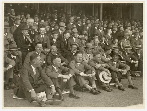 Members Stand packed for Test, 8 (i.e. between 2-7) December 1932 - by Sam Hood
