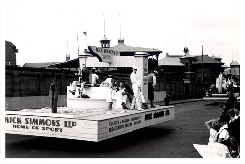 Mick Simmons Ltd float- “Australia's March to Nationhood” Australian 150th Anniversary Celebration, 1938