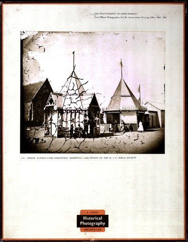 141. Prince Alfred Park Exhibition, Bookstall and office of the B and F Bible Society (1870) John Sharkey
