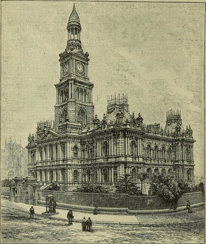 Sydney Town Hall, 1893 from "Australia and New Zealand", 1890