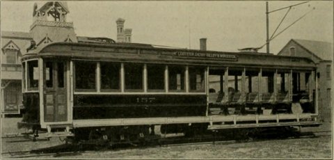 Combination car of the Worcester and Suburban Street Railway, circa 1902, c. 1902