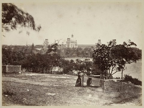 View from Mrs Macquarie's Point looking at Garden Palace c 1879, by Tronier Artist Photographer, c. 1879