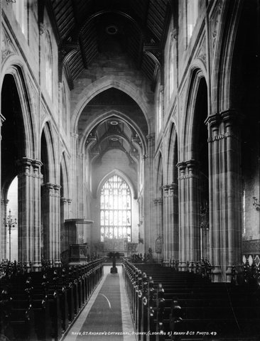 Nave, St. Andrew's Cathedral, Sydney, (Looking E) from The Powerhouse Museum Collection, c. 1900