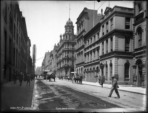 Pitt Street, Sydney, looking south from The Powerhouse Museum Collection, c. 1900