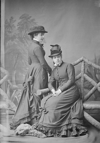 Misses Alice (The White Rose of Sydney) & Margaret Halloran of Burwood, NSW, ca. 1877 - ¼ plate glass negative by Freeman & Co, c. 1877