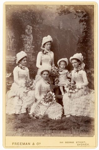 Knox family bridesmaids, Sydney, March 1882 - photographer Freeman & Co., Sydney