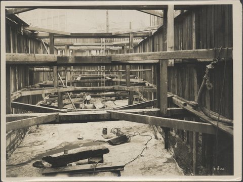 Boxing used to construct approach to Central Station, 1923
