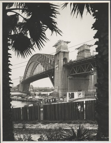 Northern abutment tower of the Harbour Bridge looking, 1932