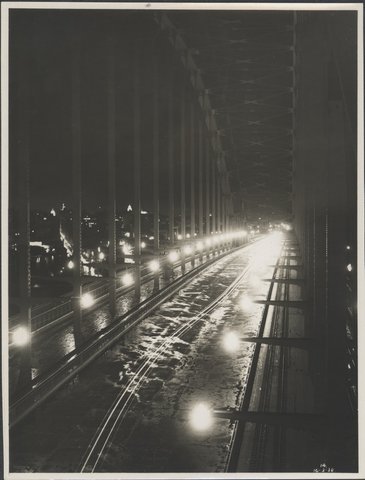 Harbour Bridge deck illinated at night, 1932
