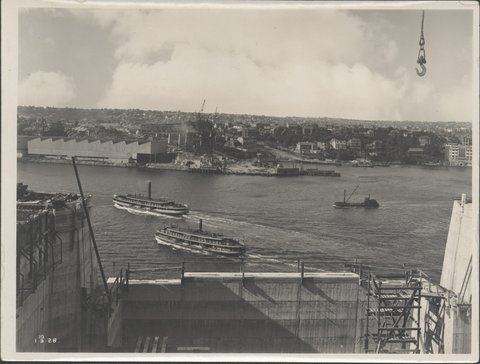 View from southern approach of the Sydney Harbour Bridge, 1928