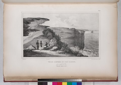 Vue de L'entrée du port Jackson. prise au pied du Phare. (Nouvelle Galles du Sud.) (NYPL b13624459-1266796), 1833