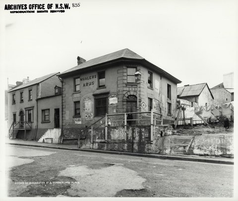 The Whalers Arms Hotel, corner of Gloucester Street and Cumberland Place, The Rocks (NSW), c. 1901