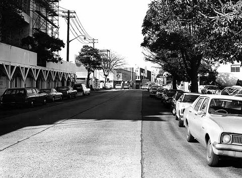 Site of Bondi Junction Railway Station - from Grafton St looking south towards Grosvenor St, 1974?