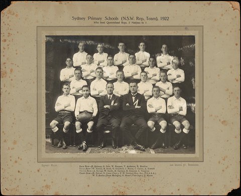 Sydney Primary Schools (N.S.W Rep. Team), 1922 who beat Q'ld (Queensland) Reps. 2 Matches to 1