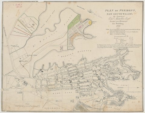 Sydney St Andrew - Plan of Pyrmont New South Wales the property of Edwd (Edward) Macarthur Esqre (Esquire) divided into allotments for building 1836 (Sketch book 5 folio 21)