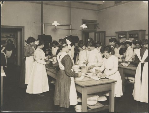 Domestic class in a school, Newtown, New South Wales, ca. 1912, c. 1912