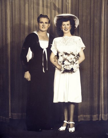Muriel McGlynn and William Richardson on their wedding day, 1946