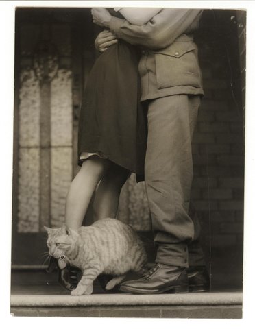 Soldier's goodbye and Bobbie the cat, ca. 1925-ca. 1945, Sam Hood, c. 1925