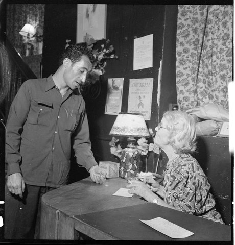 Jean Grenet, Frenchman; Mrs Barry from Lincoln Coffee Lounge and Cafe, Rowe Street, Sydney - photographed by Brian Bird c. 1948-1951, 1948–51