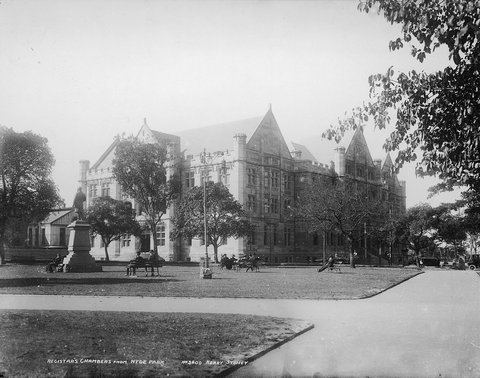 Registrar's Chambers from Hyde Park, Sydney, c. 1900