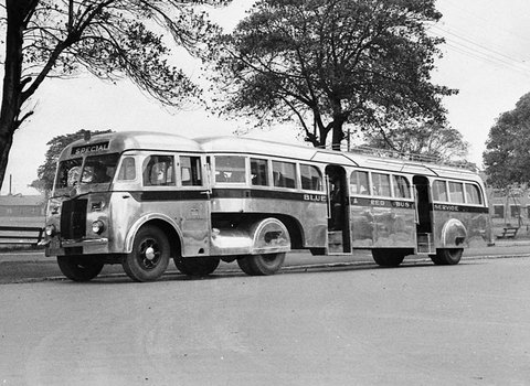 White Trucks (cropped), 1947