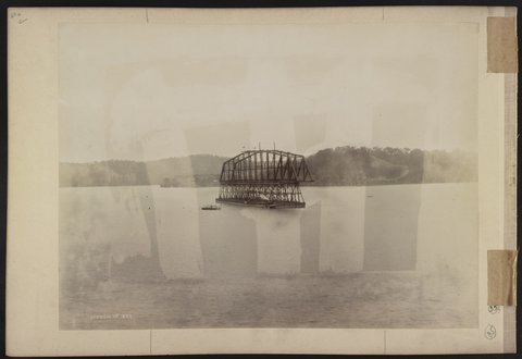Span no. 6 of Hawkesbury River Railway Bridge, New South Wales, Australia, floating on pontoon towards piers) - C. Bayliss photo, Sydney LCCN2016651673, 1889