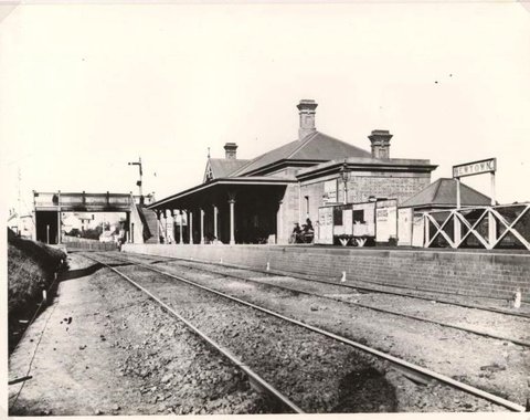 Newtown original station, c. 1880
