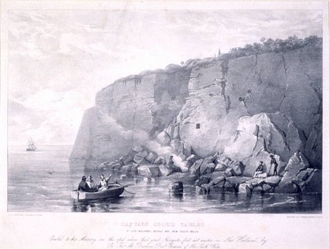 Captain Cook's tablet at Cape Solander, Botany Bay, New South Wales, 1839