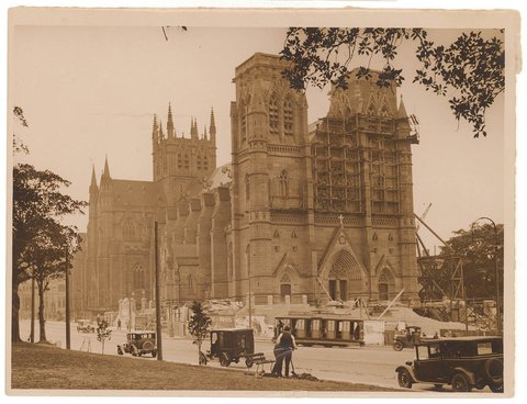 Construction, St. Mary's Cathedral, Sydney, 1920s