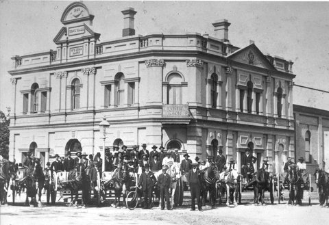 Rockdale Town Hall on the corner of Rocky Point Road and Bryant Street, c. 1890