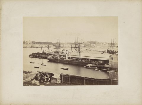 Gezicht op een haven, vermoedelijk in Sydney, RP-F-F01103-C, 1890–1910