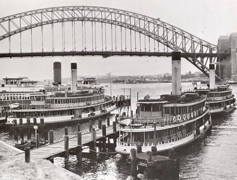 KIRRULE and other ferries laid up at McMahons Pt. ferry base, c. 1953
