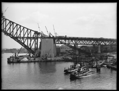 Sydney Harbour Bridge under construction, c. 1930