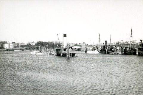 Former Sydney ferry KUBU sunk in Blackwatlle Bay White Bay 1964
